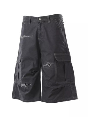 Dark Gray with Men's Distressed Cargo Capris
