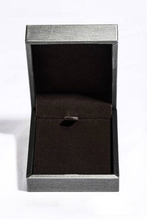 Gray textured jewelry box with dark interior
