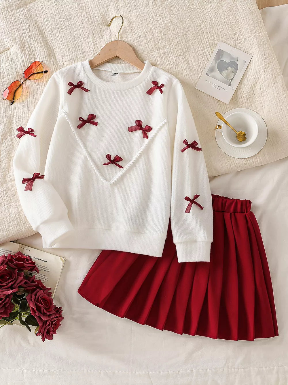 White Crew-neck Mini Skirt