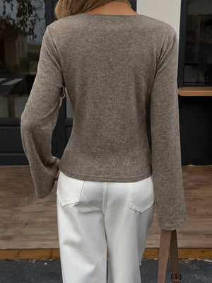 White Elegant V-neck Wrap Asymmetrical Blouse