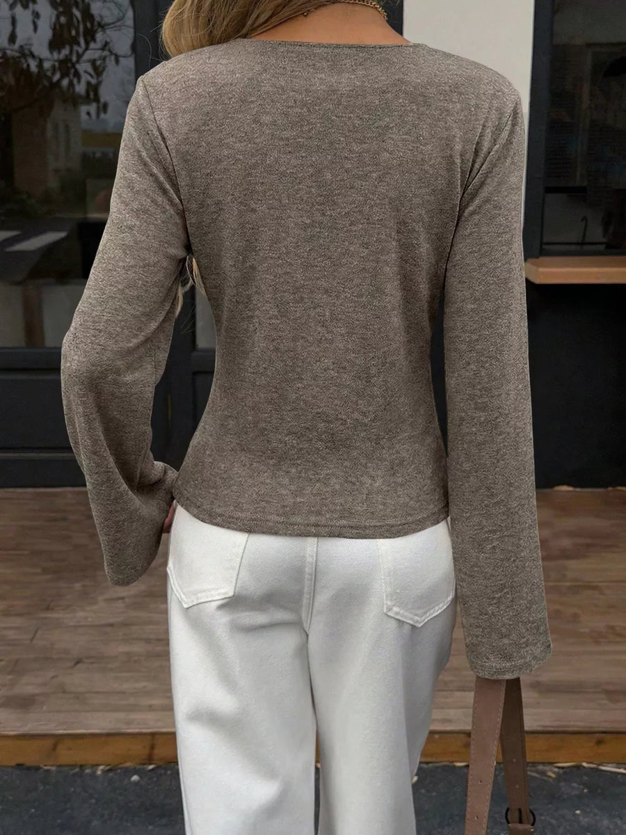 White Elegant V-neck Wrap Asymmetrical Blouse