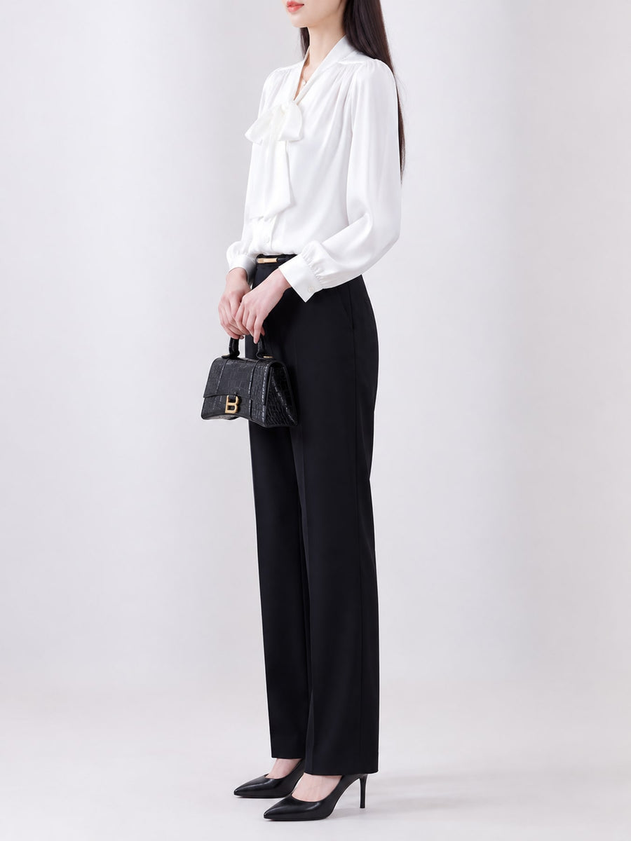 Acetate &amp blouse in Dusty Blue-Long Sleeve with relaxed silhouette