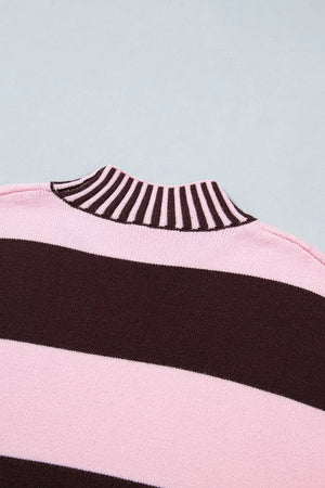pullover sweater featuring striped in dark brown with 52% viscose, 26% polyester, 22% polyamide Care instructions: Machine