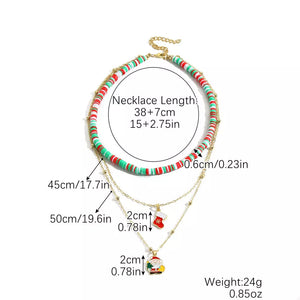 necklace in red with color-block and layered design
