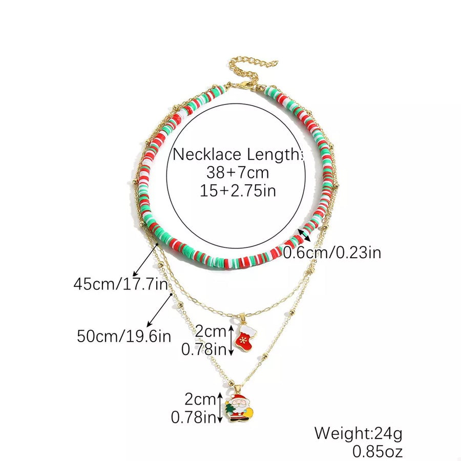 necklace in red with color-block and layered design