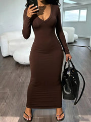 Brown maxi dress with maxi and pullover