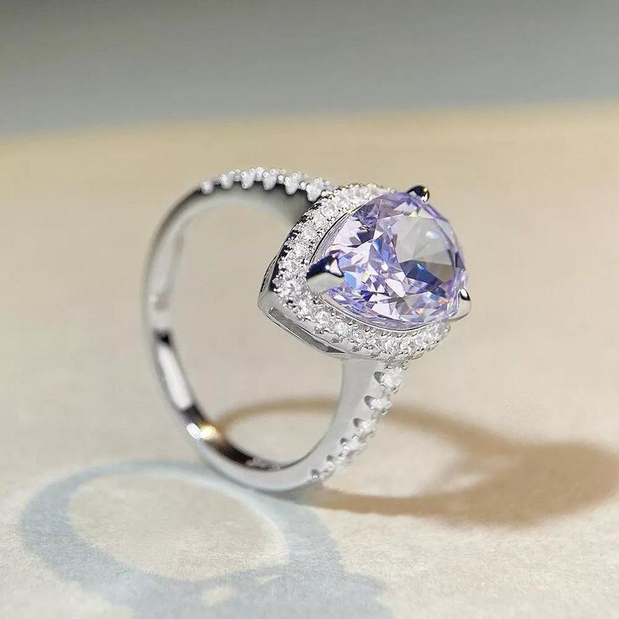 925 sterling silver,Zircon Care instructions: Avoid wearing during exercise, as ring in Pink Purple with fitted silhouette