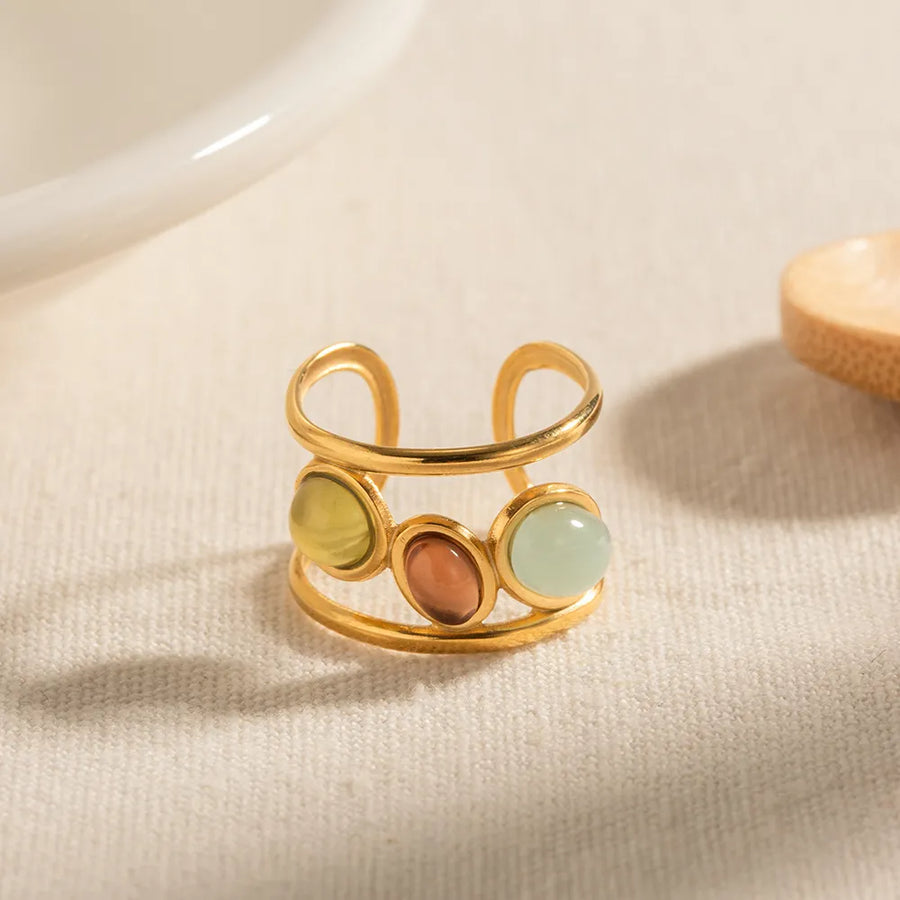 18K Gold ring in terracotta with open cuff silhouette