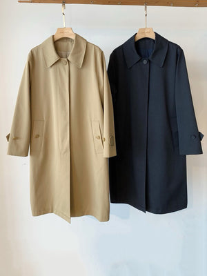 classic trench coat in Navy Blue with collared