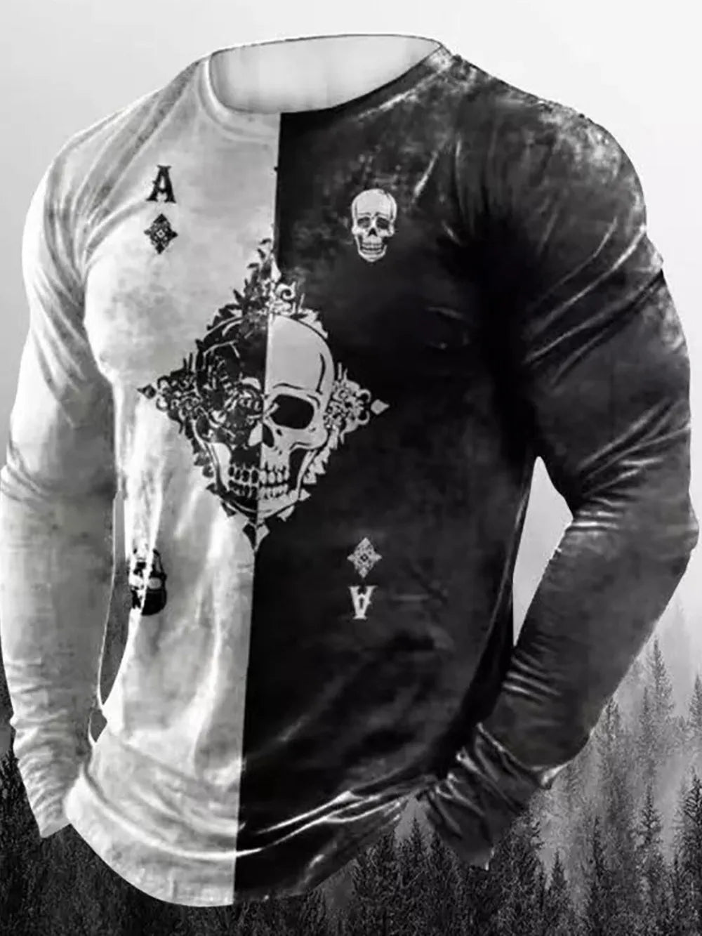Coffee Brown Men's Full Size Graphic Long Sleeve T-shirt