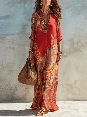 Pink shirt dress with maxi and button-front
