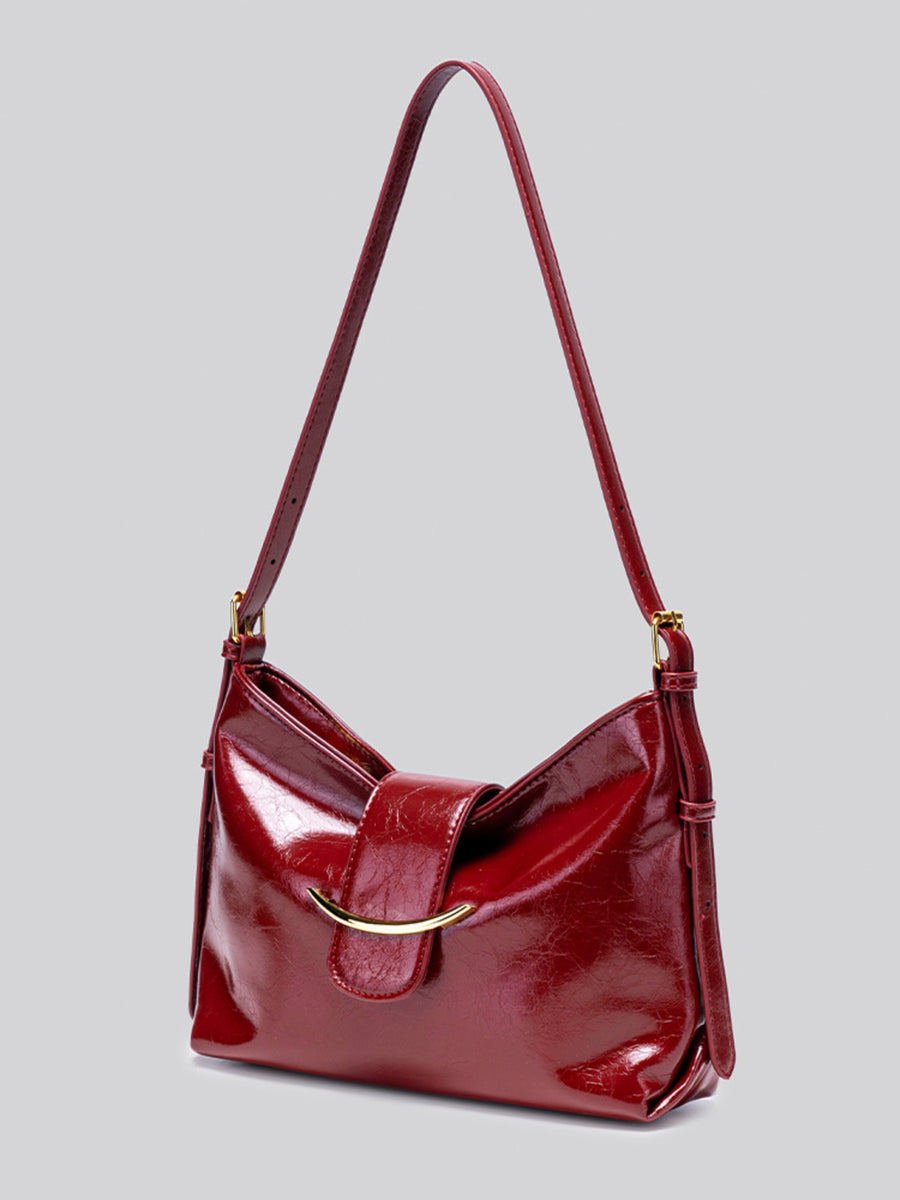PU Leather Imported Size &amp shoulder bag in Wine Red with soft silhouette