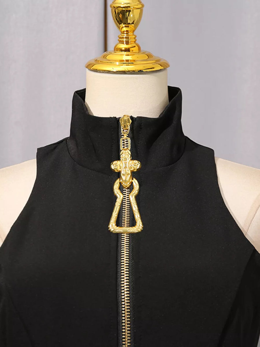 Zip Up Sleeveless Mini Dress option 7