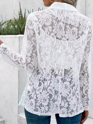 white blazer with hip-length and open-front