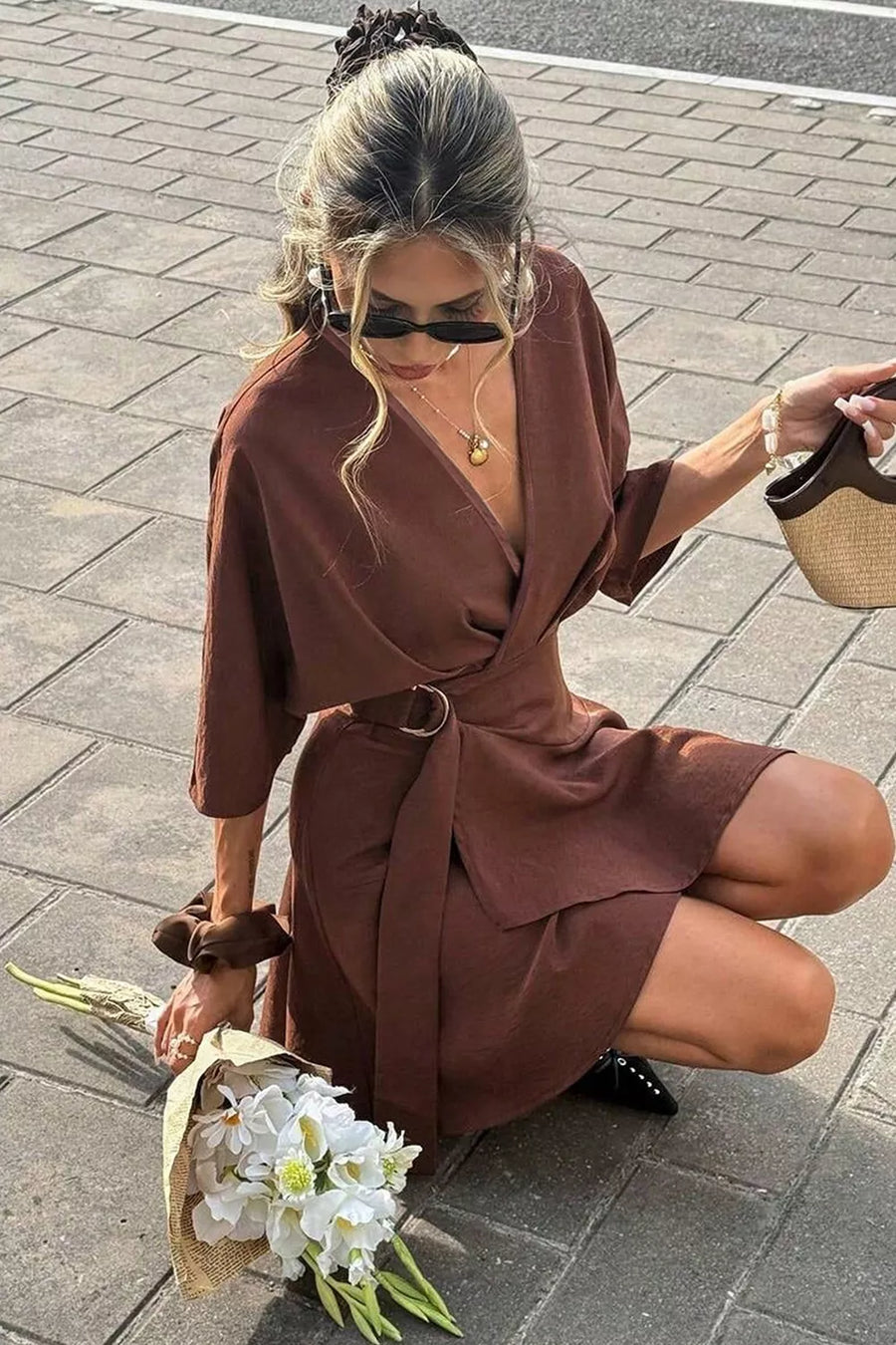 Surplice Half Sleeve Mini Dress option 6