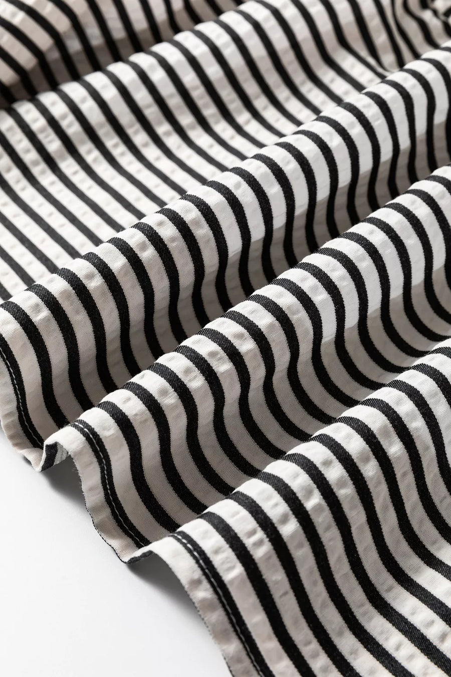 Chic black and white striped cotton tiered midi dress detail