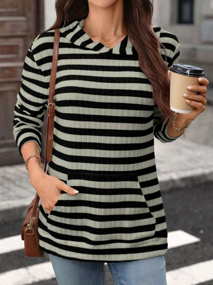 Gray And White Stripes pullover hoodie with pullover and striped