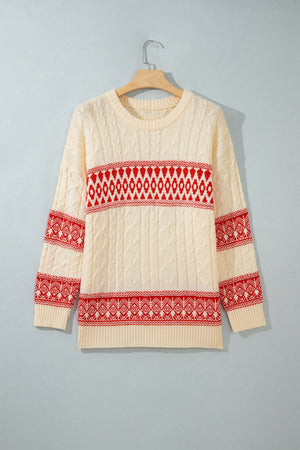 western pullover sweater in Deep Red with round neck
