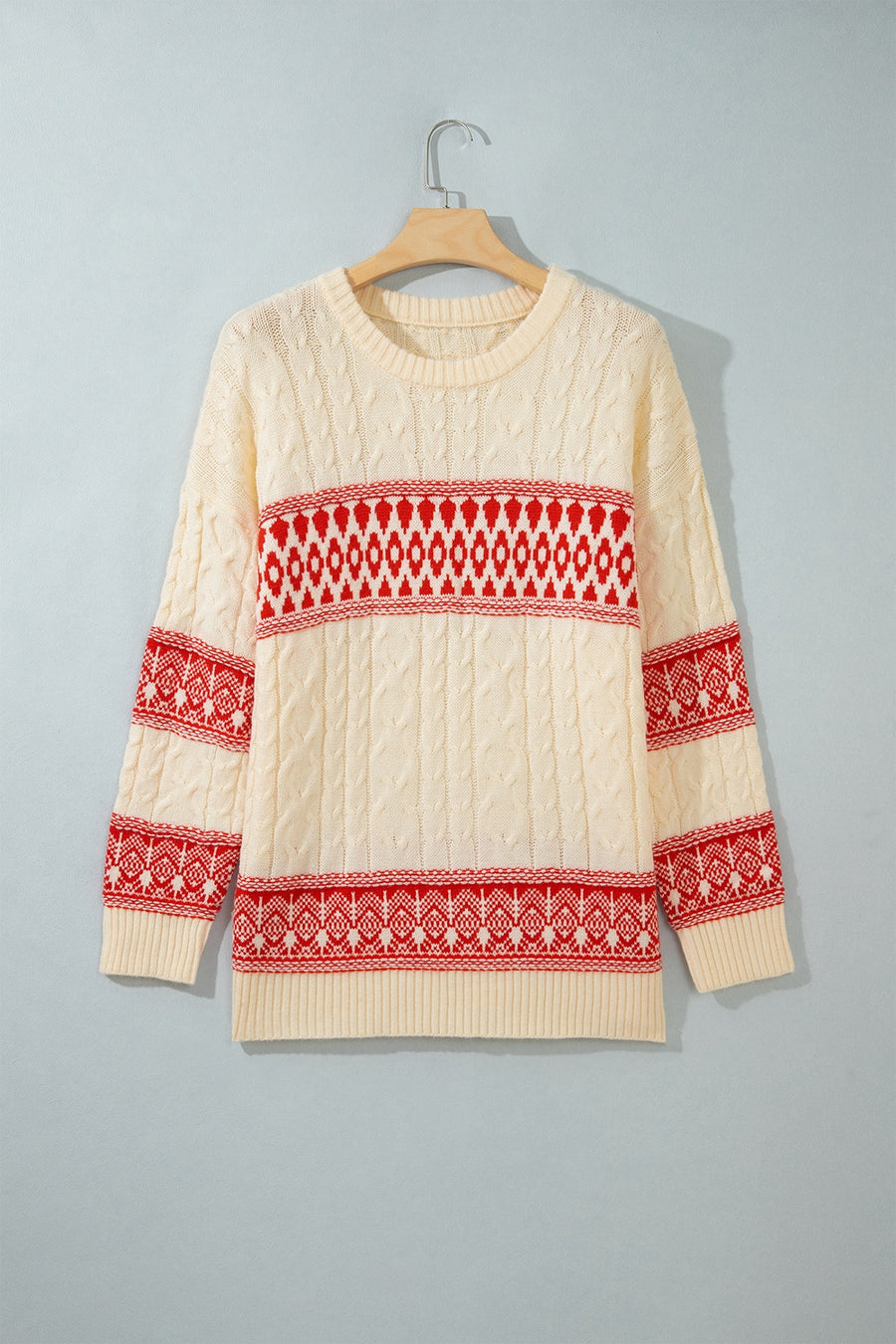 western pullover sweater in Deep Red with round neck