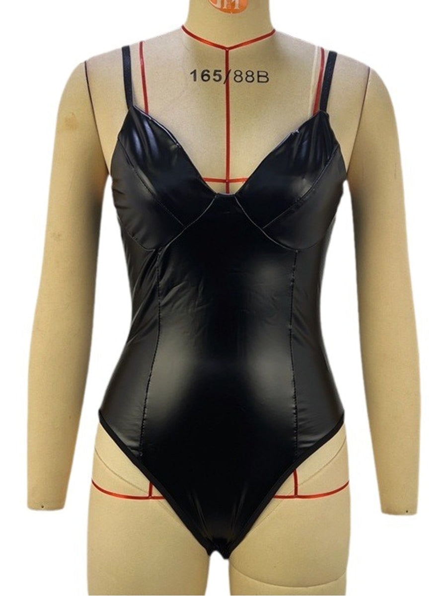 edgy bodysuit in Black with sweetheart