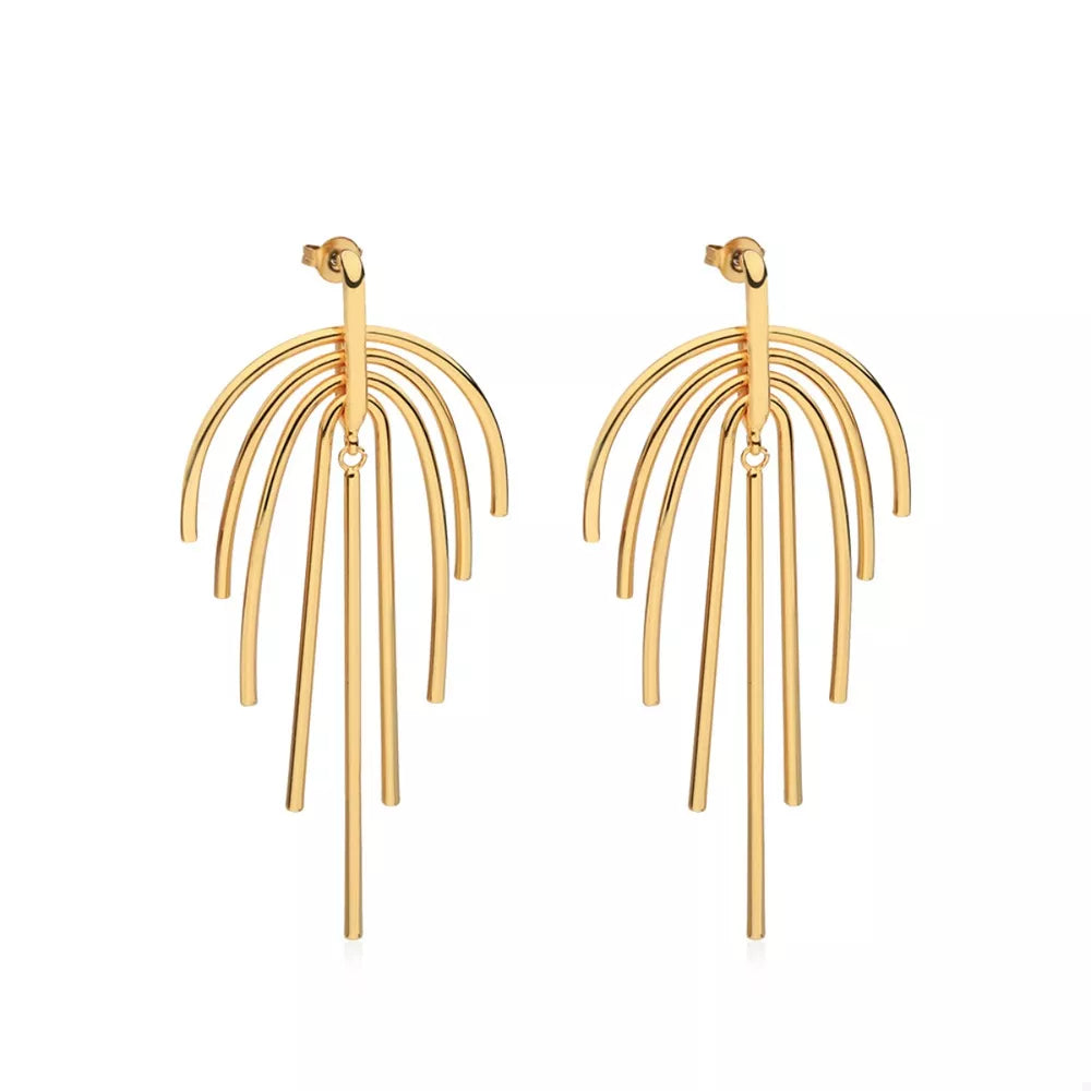 Gold earrings featuring 18K gold-plated and geometric