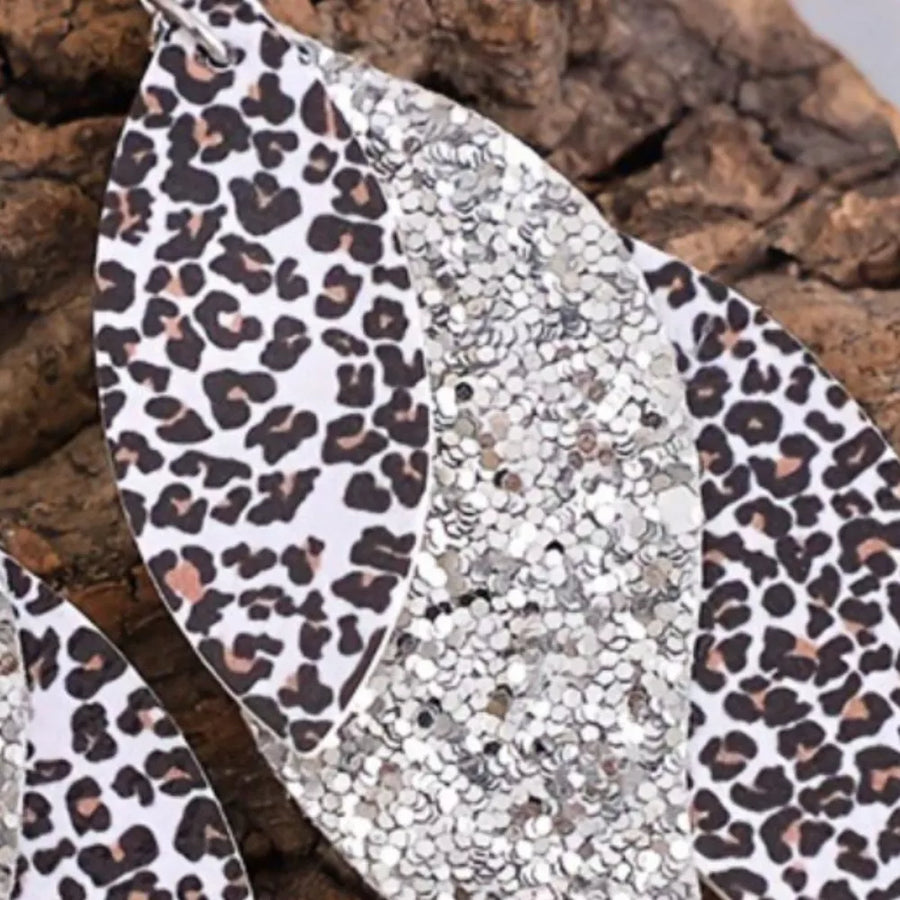 earrings featuring leopard-print in tan with Platinum-Plated,18K Gold-Plated, PU Care instructions: Avoid wearing during
