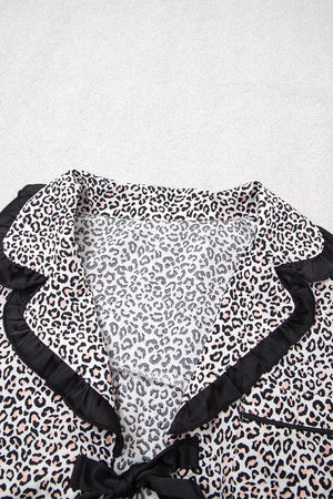 ivory pajama set with ruffled collar and long sleeve