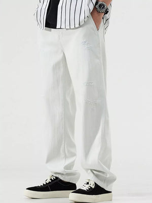 White Men S Distressed Relaxed Fit Jeans