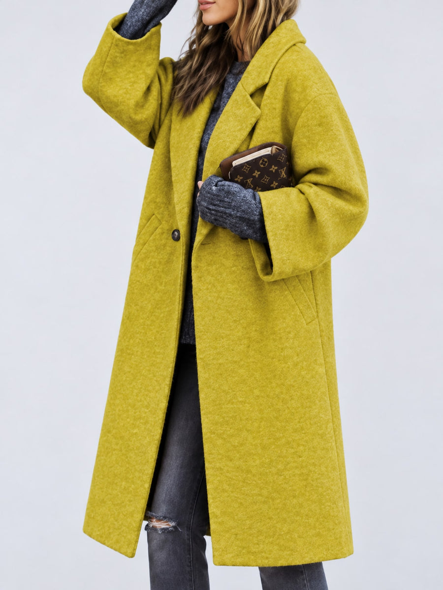 camel oversized overcoat with notch lapel