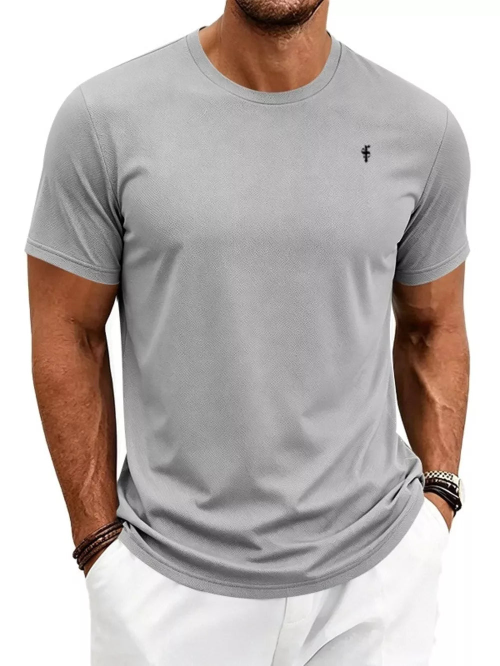 Men's Classic Fit Crew Neck T-shirt Plus Size in Black, view 13
