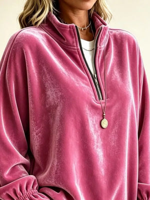Light Green relaxed sweatshirt with mock neck