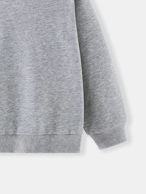 Gray crew-neck sweatshirt for kids with ribbed cuffs and hem