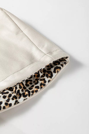 pullover hoodie featuring leopard-print in Beige with 50% polyester, 45% viscose, 5% elastane Care instructions: Machine