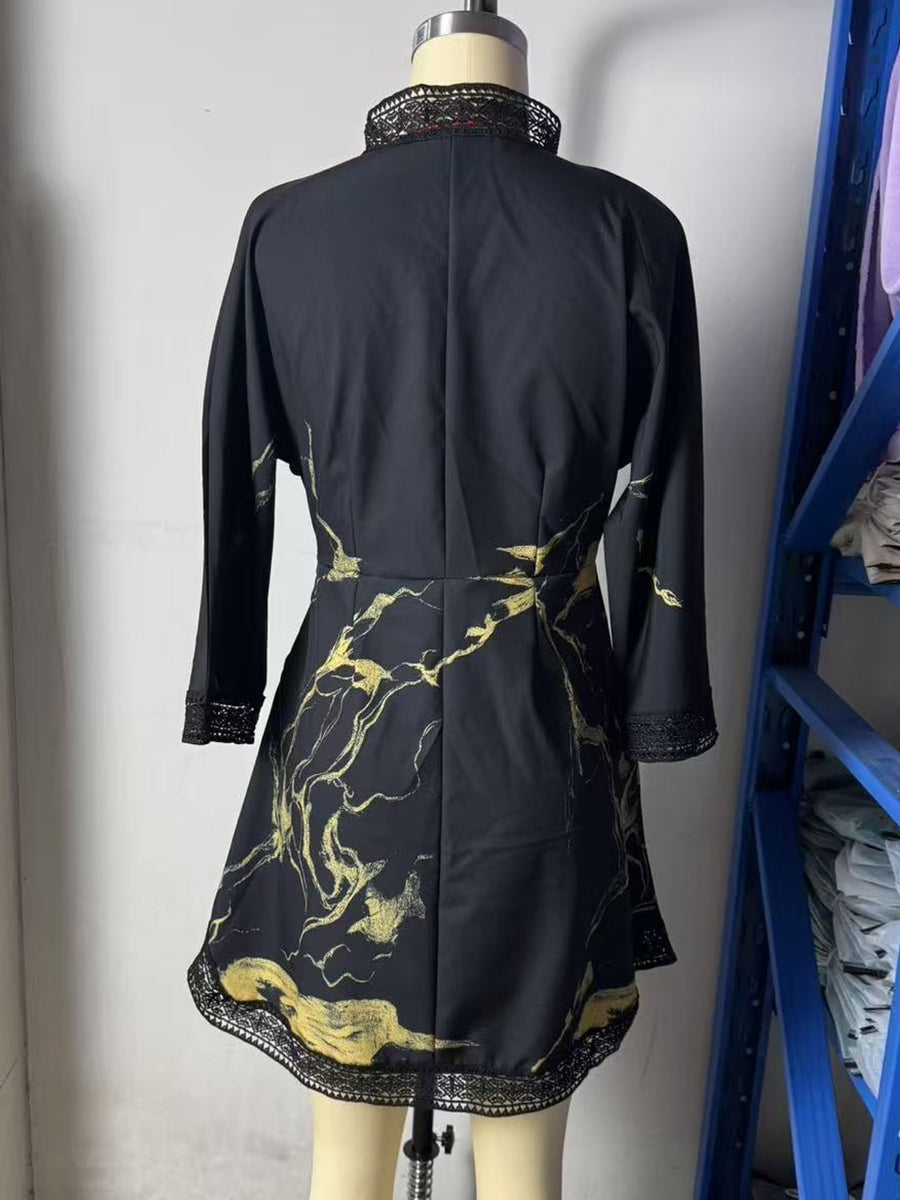 Navy mini dress with mini and back-zip