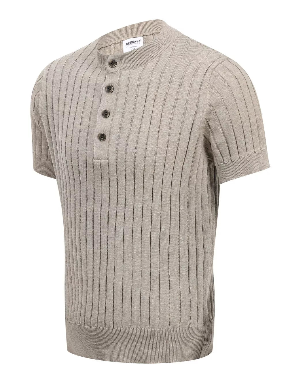 Apricot with Men's Short Sleeve Ribbed Henley Top