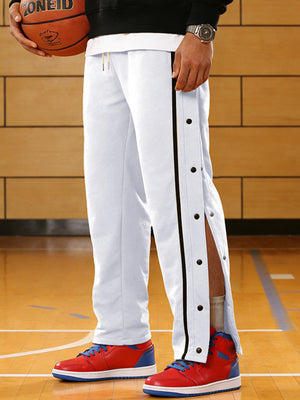 Men's Plus Size Side Snap Button Pants in Black with side snap buttons
