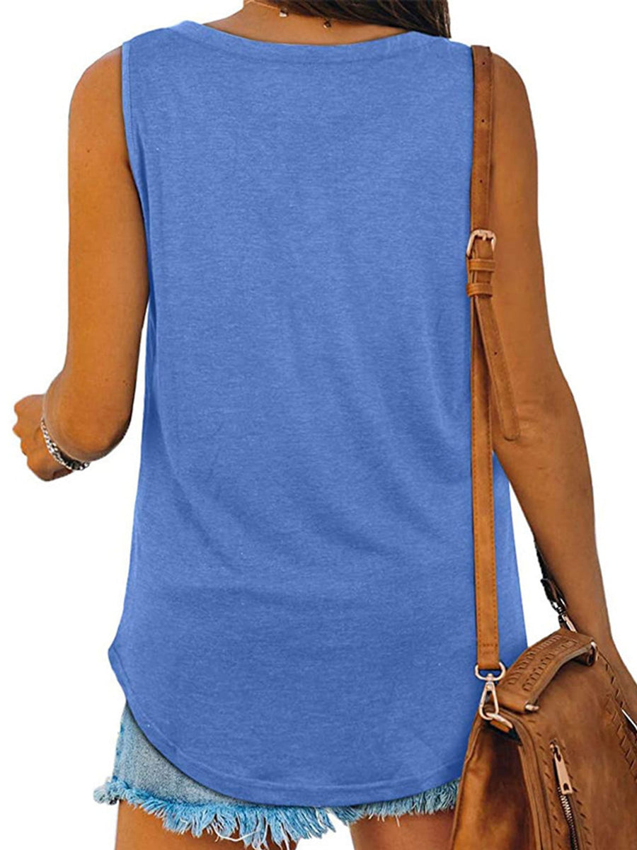 V-Neck Casual Loose Fit Tank Top in Gray