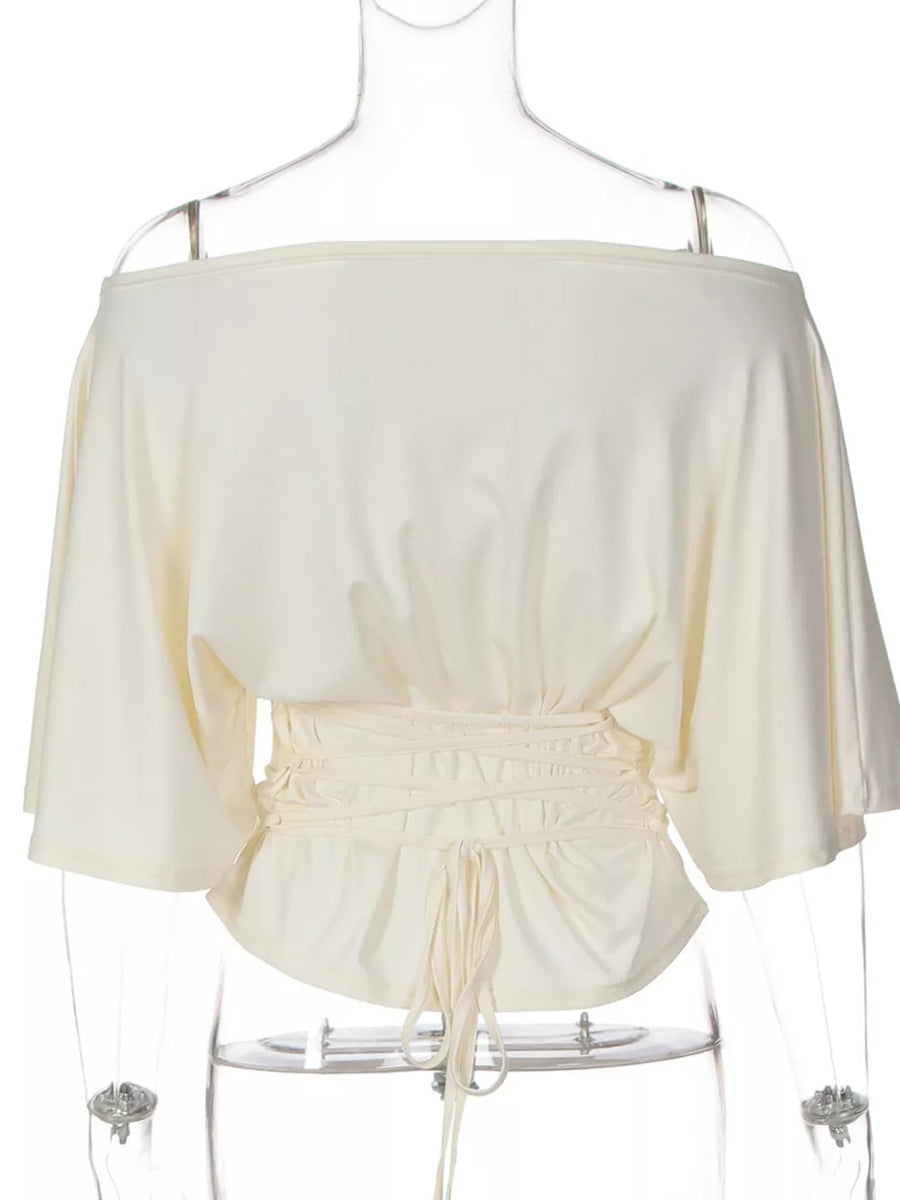 Apricot draped tie-front short sleeve maternity t-shirt with ruched waist detail.