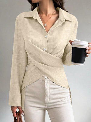 100% polyester Care instructions: Machine wash cold blouse in Burgundy with regular silhouette