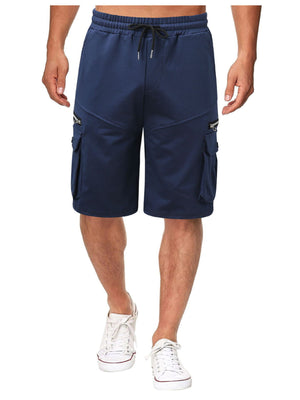 Men's Full Size Drawstring Cargo Shorts in Sky Blue