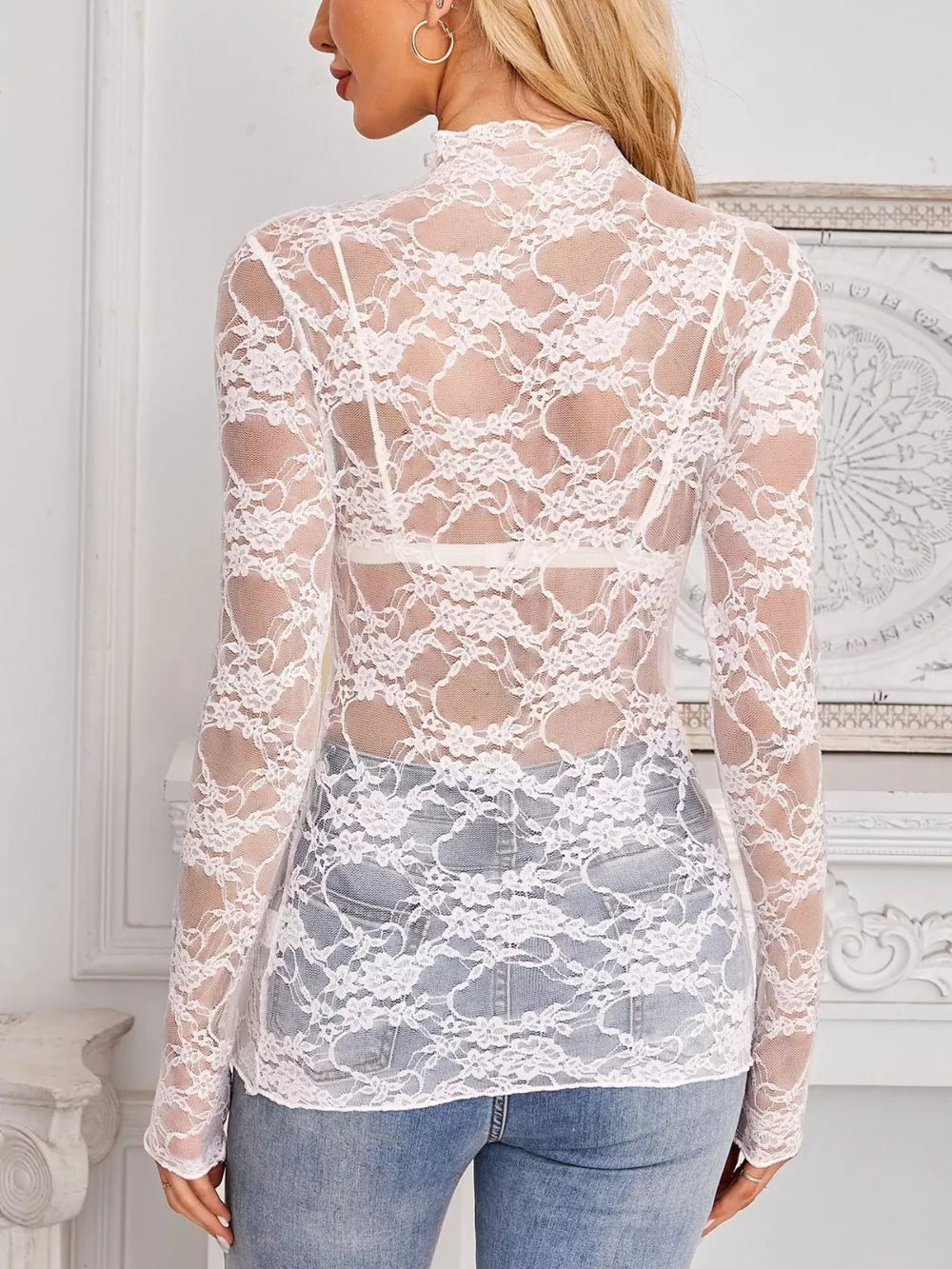 Pink blouse with sheer and long sleeve