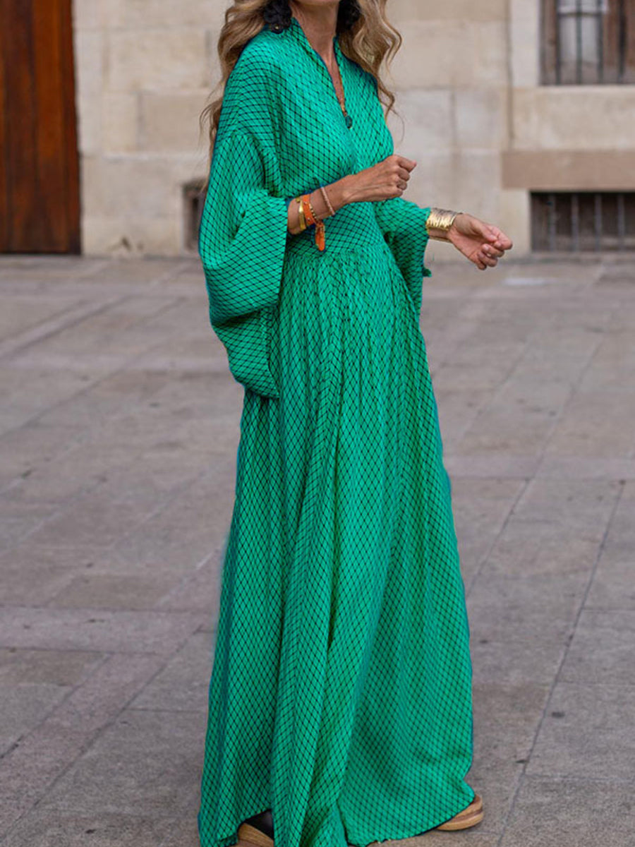 Black Elegant V-neck Maxi Dress With Flowy Sleeves