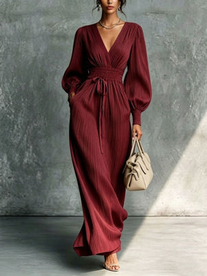 Black A-line maxi dress with v-neck