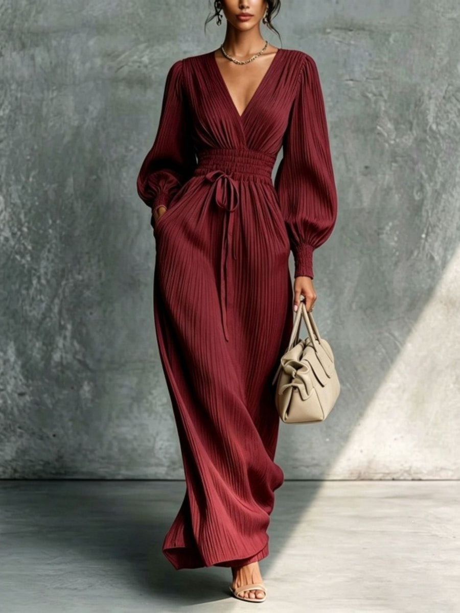 Black A-line maxi dress with v-neck