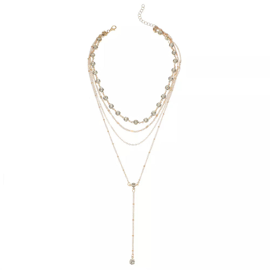 Multi-layered Rhinestone 18k Gold-plated Choker Necklace option 5