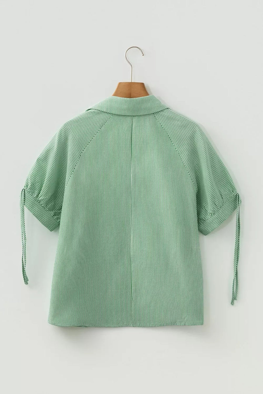 Striped Collared Split Neck Half Sleeve Blouse option 6