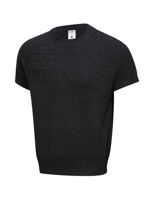 Men's Short Sleeve Geometric Knit Top in Khaki