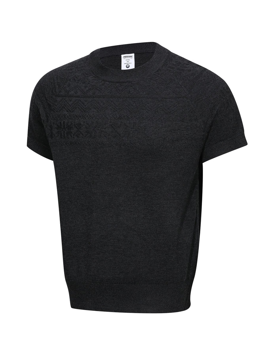 Men's Short Sleeve Geometric Knit Top in Khaki