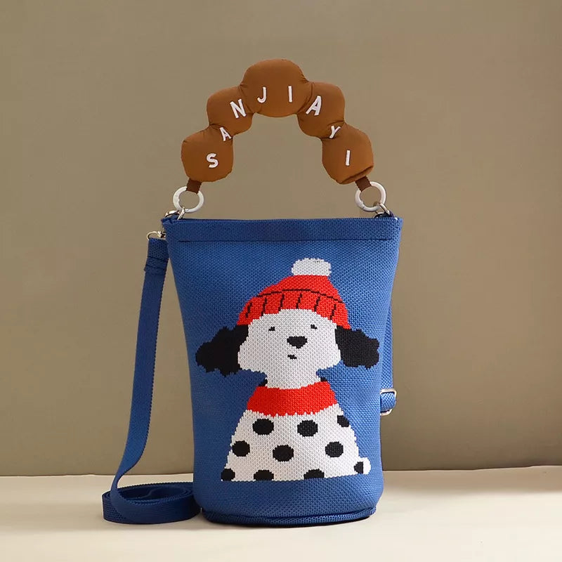 Style F Bucket Crossbody Bag With Beaded Handle