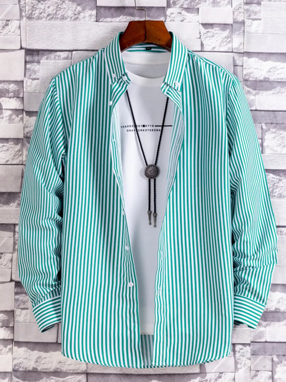 Navy Men's Plus Size Striped Button Up Casual Shirt